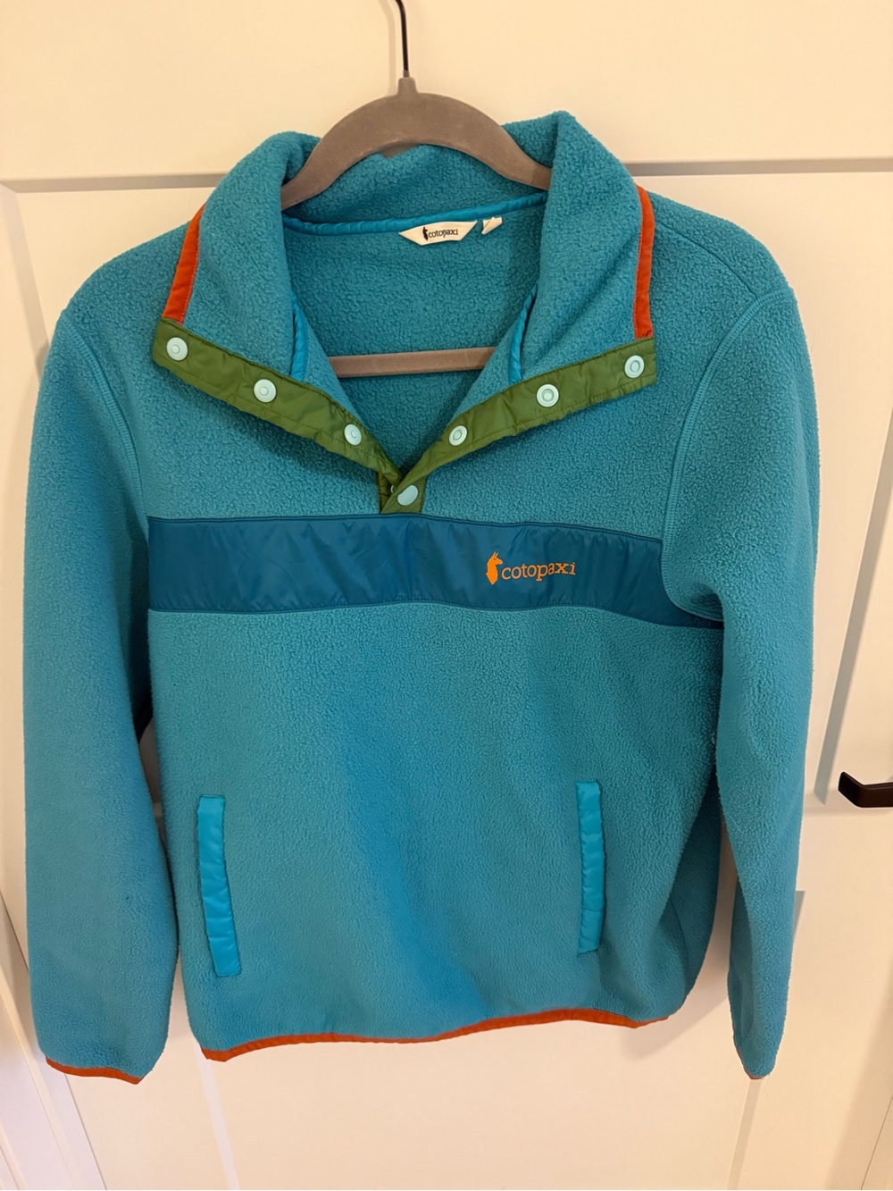 Cotopaxi Teca Fleece Pullover Women’s M Teal Blue Orange Green Snap